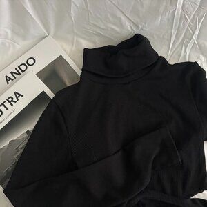 Zara Black High Cut Bodysuit with Turtleneck